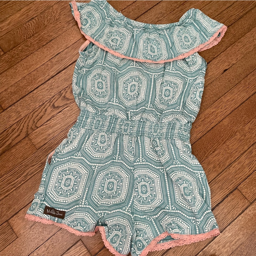 NWT Matilda Jane beachside romper size 6 teal peach lace - Picture 8 of 8